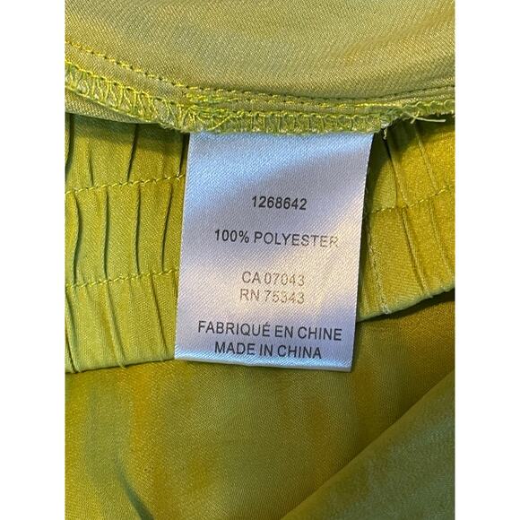 JOIE Lime Green Wide Leg Pleated Satin Pants Women's SP - Picture 9 of 12